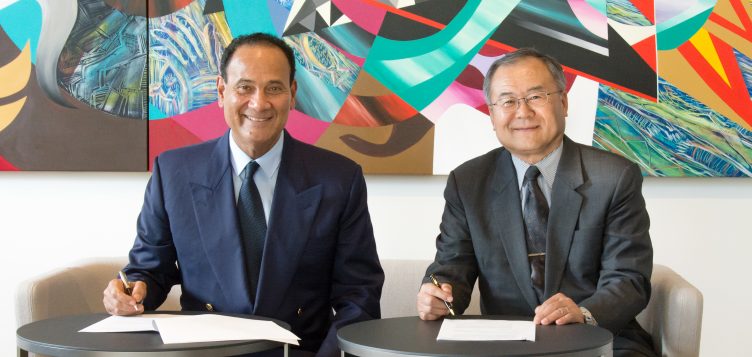 Mohammed Jameel, Chairman and CEO of Abdul Latif Jameel International (left), with Masato Ohde, director of Kosei Aluminium Co. Ltd. (Photo/Supplied)
