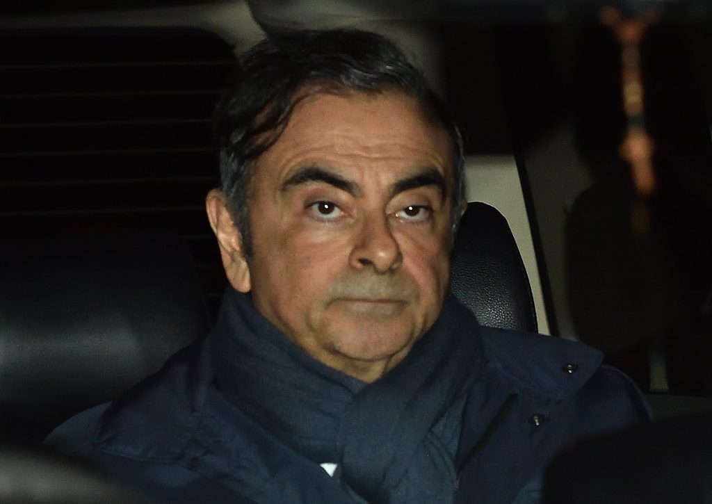 Carlos Ghosn leaves the office of his lawyer Junichiro Hironaka in Tokyo on April 3, 2019. (AFP)