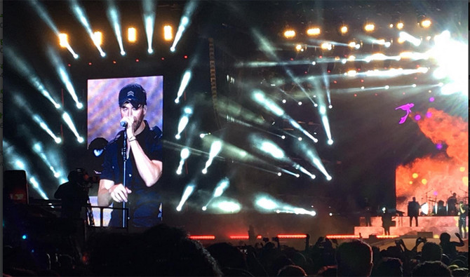 Enrique Iglesias performing in Saudi Arabia.