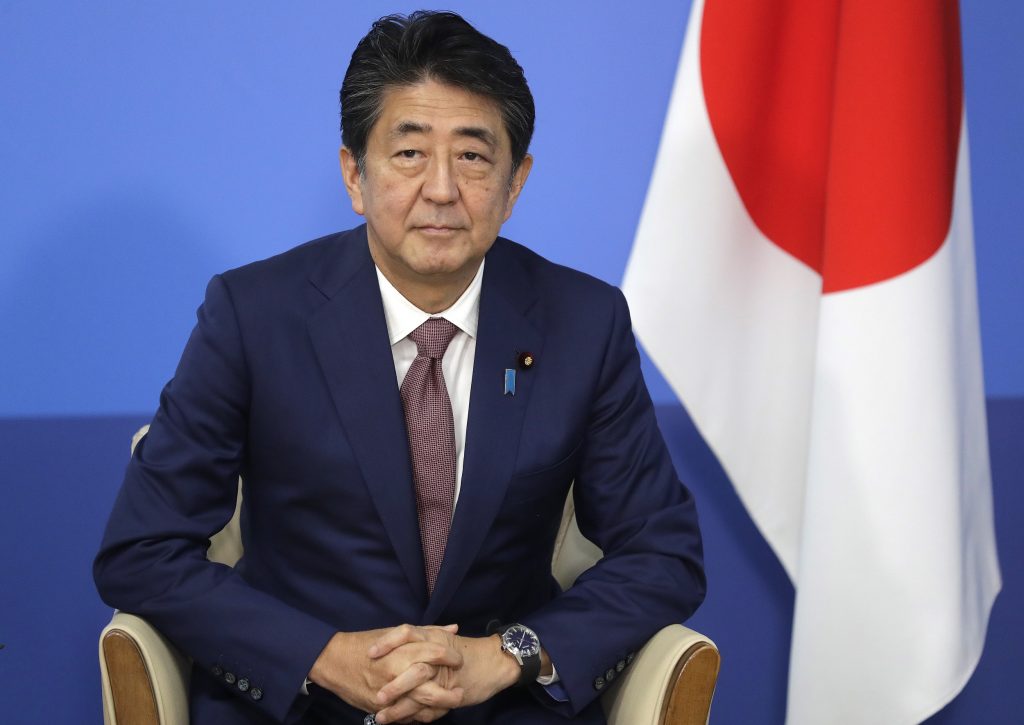 Shinzo Abe during the Eastern Economic Forum in Vladivostok on September 5, 2019. (AFP)