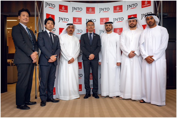 The signing of the MoC between Japan National Tourism Organization and Emirates. (Supplied)