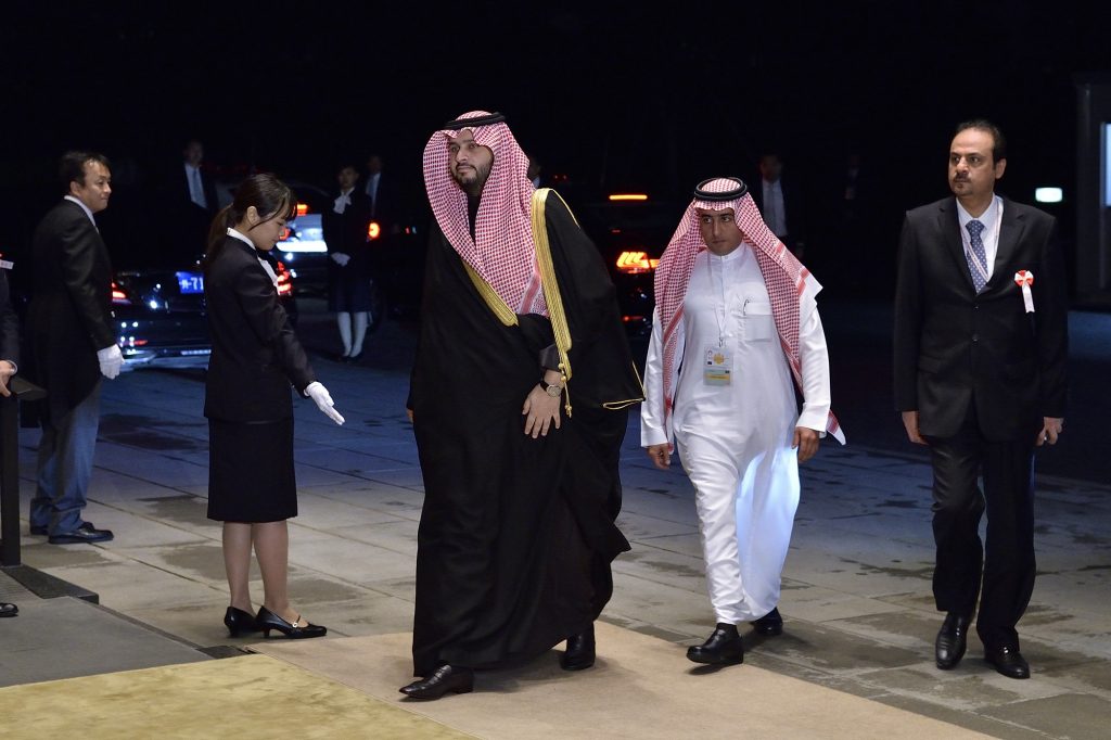 Prince Turki bin Mohamed bin Fahd bin Abdulaziz arrives at the Imperial Palace for the Court Banquets after the Ceremony of the Enthronement of Emperor Naruhito in Tokyo on October 22, 2019. (AFP)