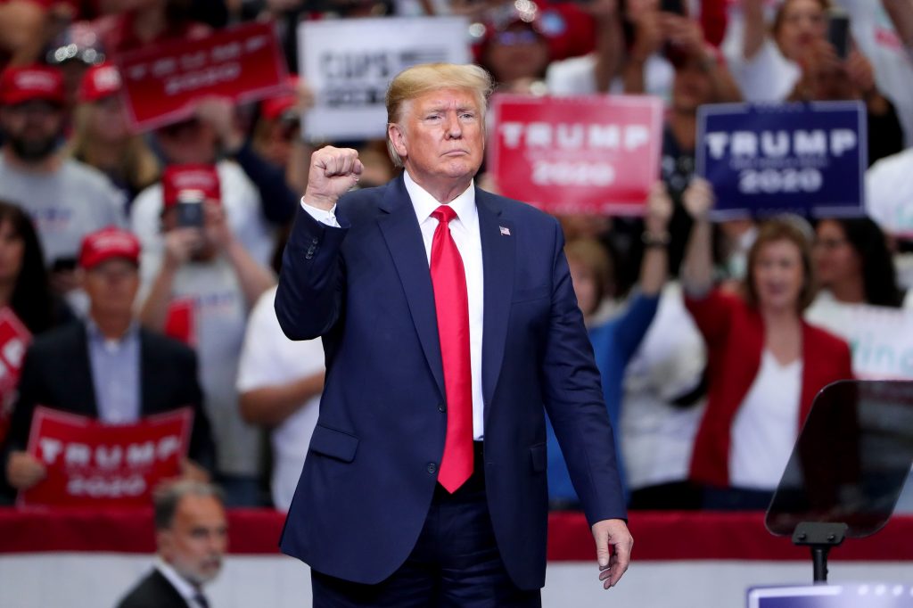 US President Donald Trump speaks during a campaign rally in Dallas, Texas, on October 17, 2019. (AFP)