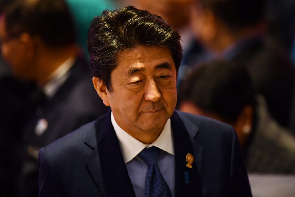 Japanese Prime Minister Shinzo Abe said he was responsible as the one who appointed Isshu Sugawara and Katsuyuki Kawai. (AFP)