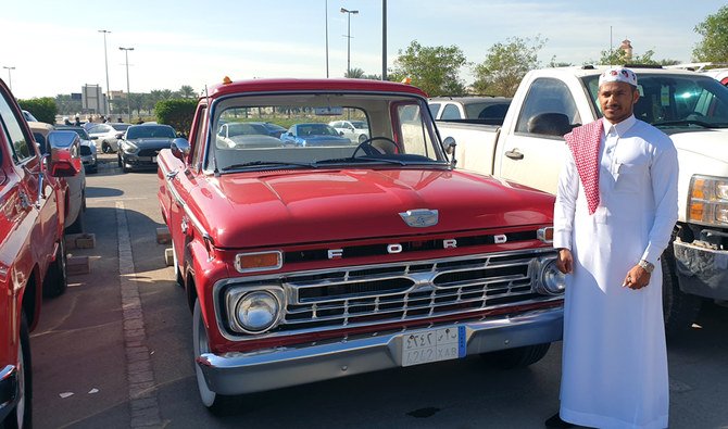 Car enthusiast Abdulrahman Al-Khamis in front of his 1966 Ford pickup. (Photo/Supplied)
