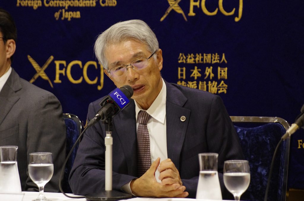 Junichiro Hironaka at the press conference in Tokyo on November 11, 2019. (Arab News)