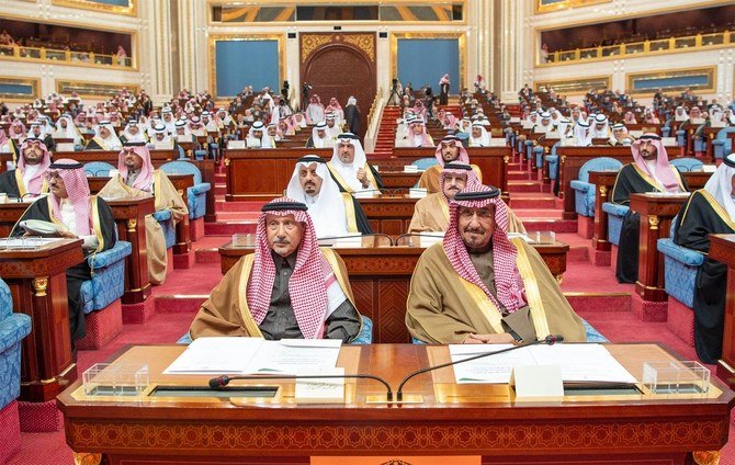 King Salman inaugurates the seventh session of the Shoura Council with his annual speech. (SPA)