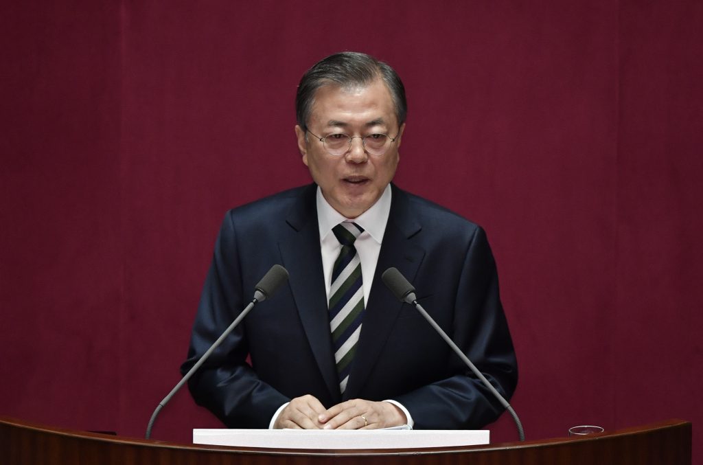 South Korean President Moon Jae-in said it is difficult to share military intelligence with Japan. (AFP file)