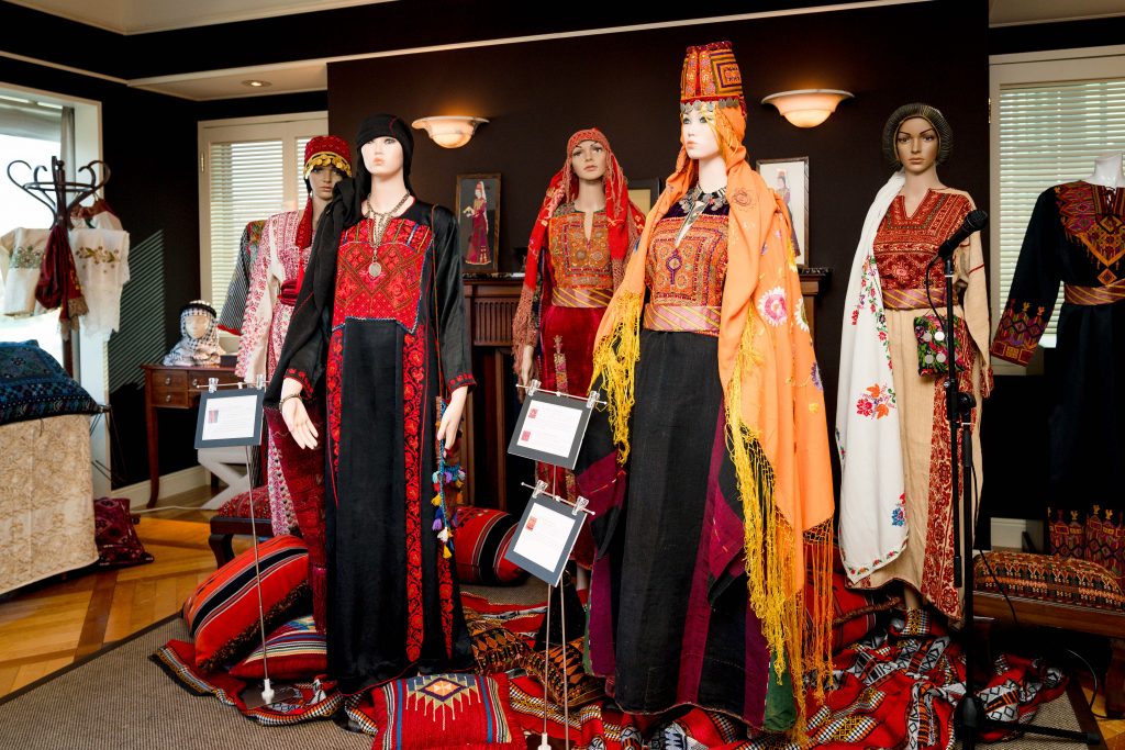 Traditional Palestinian costumes were on display.