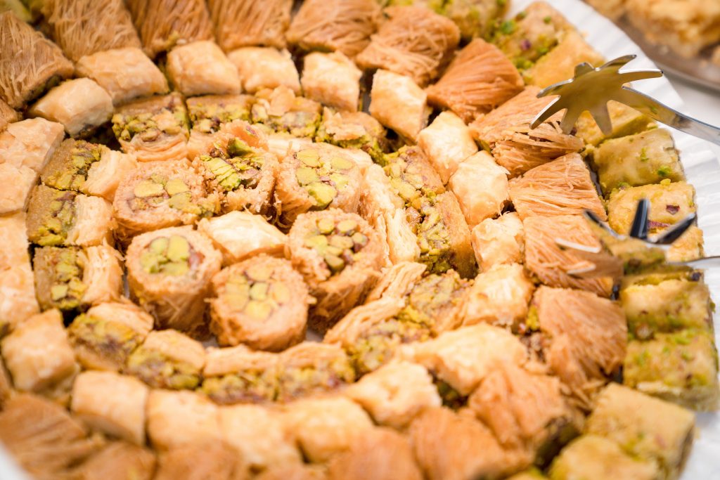 Visitors at the exhibition feasted on Arabic sweets. 