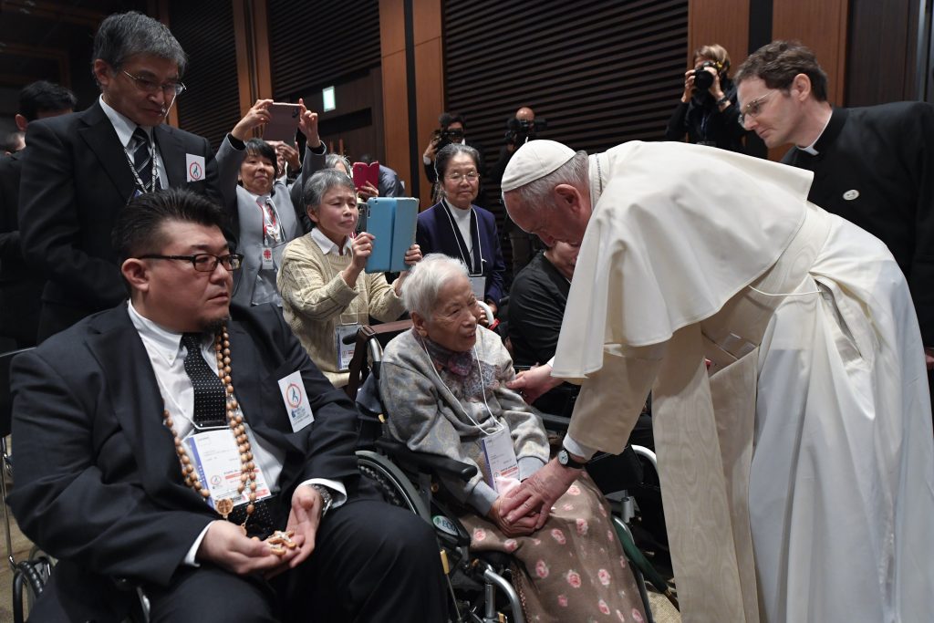 The comment came after visiting Pope Francis called for abolishing nuclear weapons, in the atomic-bombed cities of Nagasaki and Hiroshima on Sunday. (AFP)