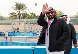 Crown Prince Mohammed bin Salman attended the E-Formula in Riyadh wearing a Barbour jacket. (SPA)