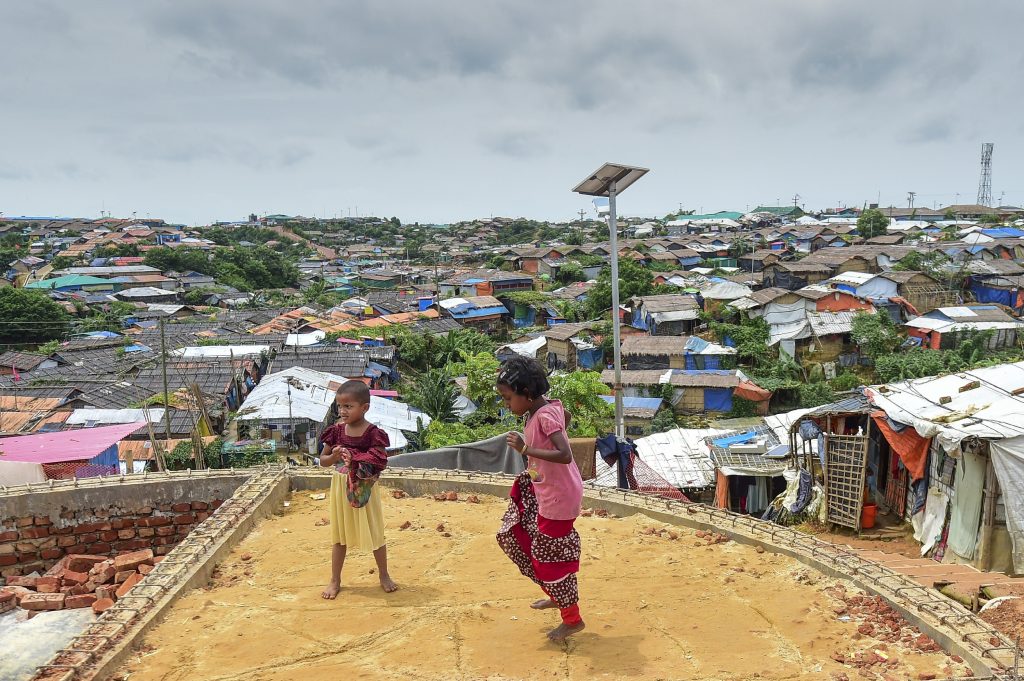 Rohingya children play at the Kutupalong refugee camp in Ukhia on September 13, 2019. (AFP)