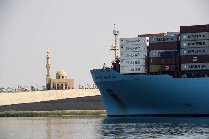 Container ships account for more than half of Suez Canal’s total traffic nowadays, with some of them being among the largest in the world reaching a capacity of up to 23,000 TEUs. (AFP)