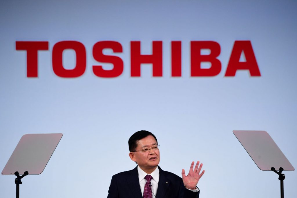 Toshiba chairman and CEO Nobuaki Kurumatani attends a press conference in Tokyo on November 8, 2018. (AFP)