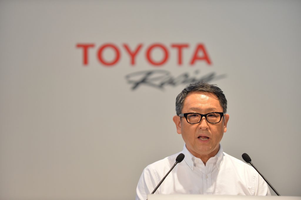 Japan’s Toyota Motor Corp. President Akio Toyoda speaks during a press conference in Tokyo on January 30, 2014. (AFP)