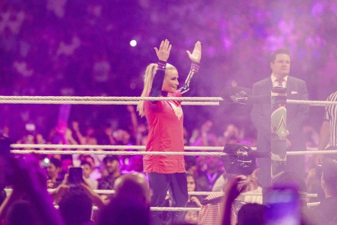 Fans cheer for Natalya as she enters the ring. (AN Ziyad Alarfaj)