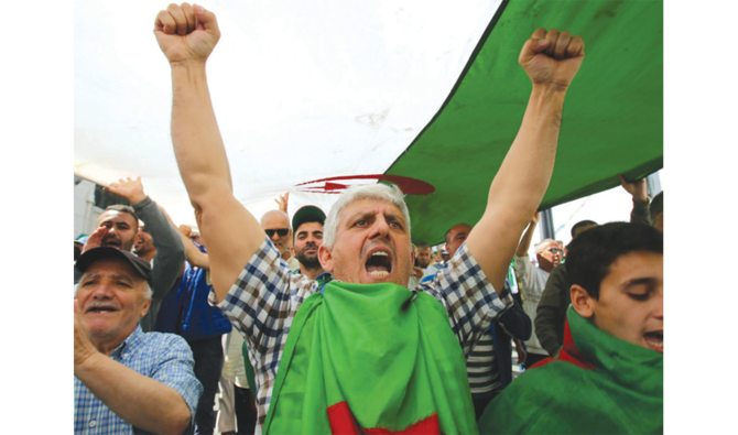 A man gestures during an anti-government protest in Algiers, Algeria. (Reuters)