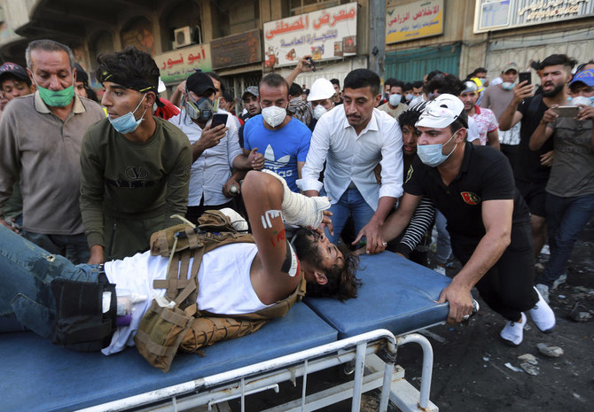 On Saturday, Iraqi security forces killed six anti-government protesters and wounded more than 100 others. (AP)
