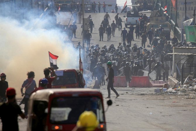 Members of Iraqi security forces are seen during the ongoing anti-government protests in Baghdad, Iraq November 8, 2019. (Reuters)