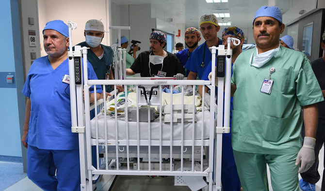 A 35-member medical and surgical team began the operation to separate conjoined twins Ahmed and Mohammed in the morning. (SPA)