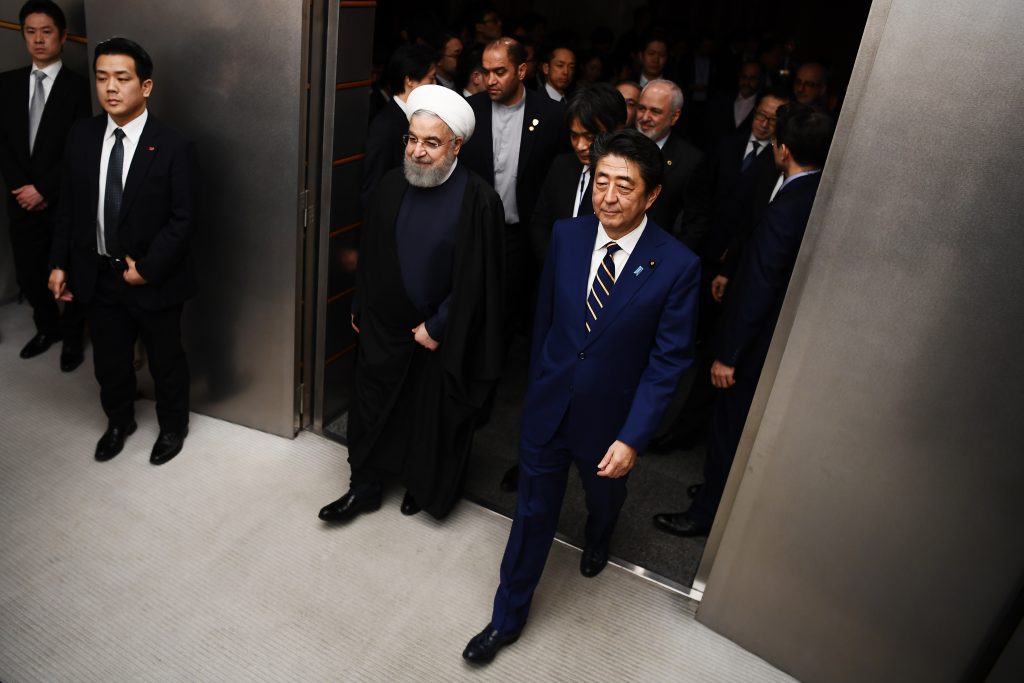 The meeting was designed for Abe to call on the Iranian side to refrain from provocation and move for dialogue with the United States so that the tensions will be eased. (AFP)