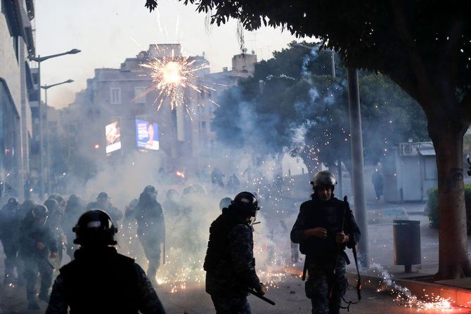 Clashes broke out on Saturday between Lebanese security forces and Hezbollah supporters in downtown Beirut. (AP)