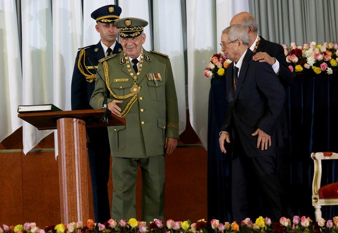 Algerian army's Chief of Staff, Lieutenant General Ahmed Gaid Salah attends newly elected Algerian President Abdelmadjid Tebboune's swearing-in ceremony in Algiers, Algeria Dec. 19, 2019. (Reuters)