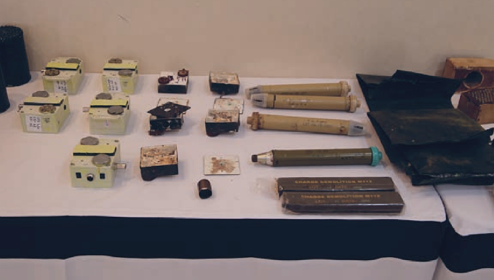 IEDs and plastic explosives recovered from militant cells in Bahrain in 2017 and 2018. (CAR)