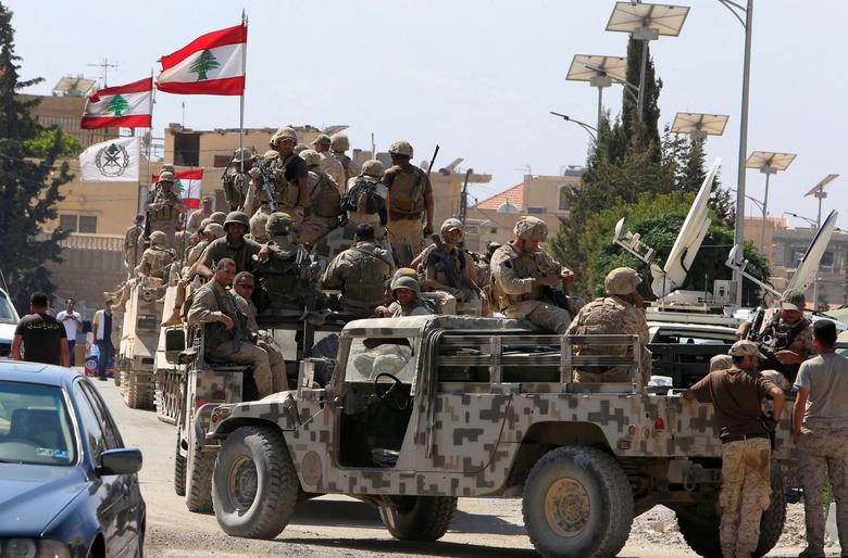 Lebanese army soldiers in the town of Ras Baalbek, Lebanon. (Reuters)