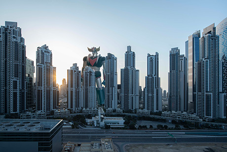 Grendizer overlooking Dubai's Business Bay by Marc Ninghetto at the MB&F M.A.D.Gallery at Dubai Mall. (info@madgallery.ae)