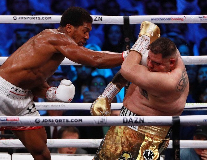 Anthony Joshua wins the Clash on the Dunes with a points decision over Andy Ruiz Jr. in Diriyah, Saudi Arabia. (Matchroom Boxing)