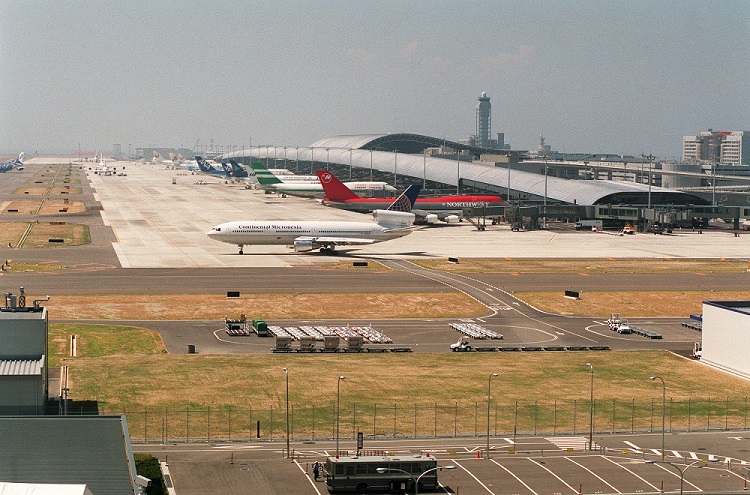 An overview of Japan's Kansai International airport, a 511-hectare (1,162 acre) man-made island in Osaka Bay, located five-kilometers (three miles) off the coast. Japan's first full-scale 24-hour airport started its operation, 04 September 1994. (AFP/file)