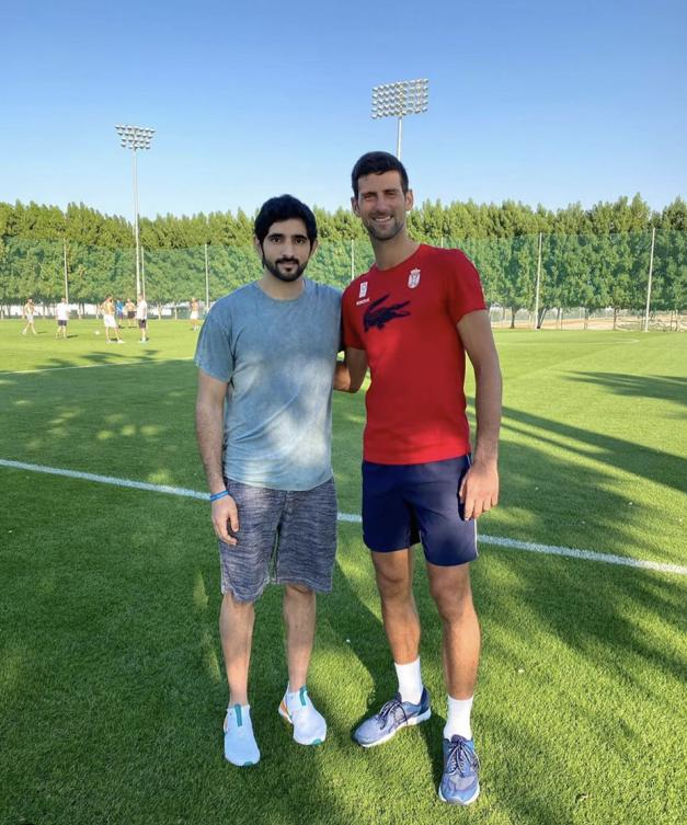 Tennis player Novak Djokovic with Crown Prince of Dubai Sheikh Hamdan bin Mohammed. (Novak Djokovic’s Instagram account)