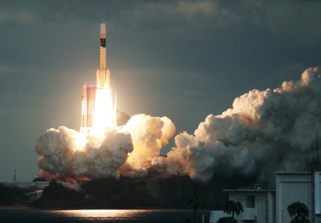 Japan’s H-IIA rocket carrying the Kirameki-2 satellite is launched from Tanegashima Space Centre in southern Tanegashima island, Kagoshima prefecture, on January 24, 2017. (AFP)