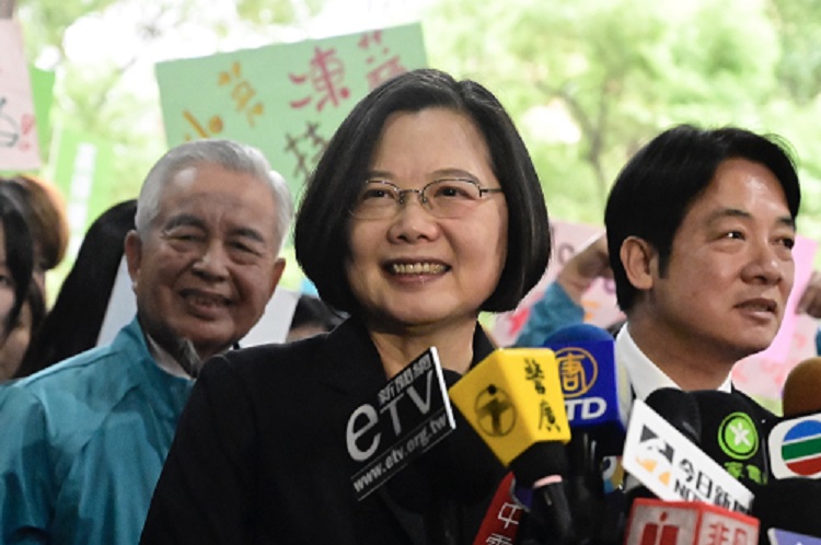 Taiwanese President Tsai Ing-wen surprised Japanese high school students and teachers on Wednesday, by making an unexpected appearance at the presidential office building. (AFP/file)
