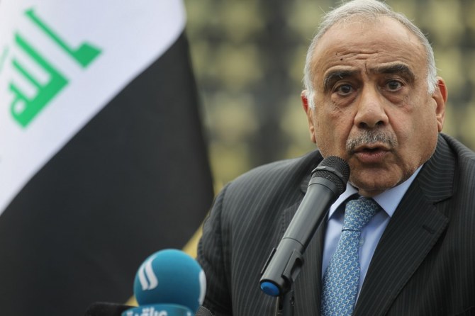 The Iraqi Parliament accepted the resignation of Prime Minister Adel Abdul Mahdi on Sunday. (AFP)