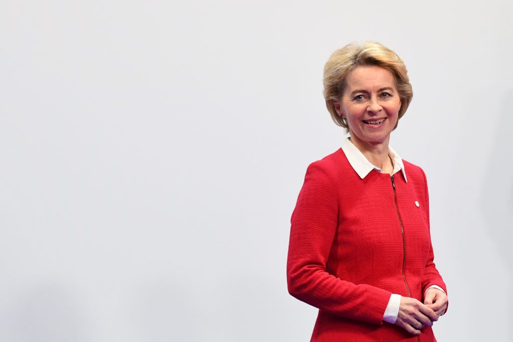 European Commission President Ursula von der Leyen gathers for a family picture at the UN Climate Change Conference COP25 in Madrid on December 2, 2019. (AFP)