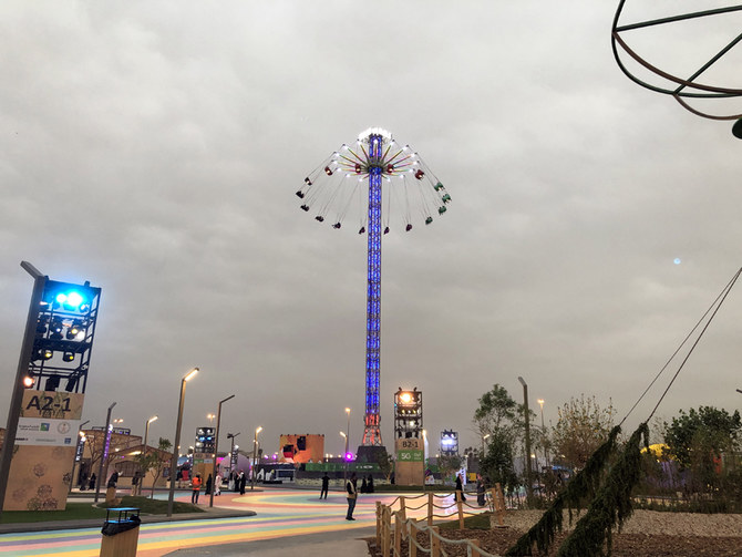 The Reflection Zone includes the Diriyah Wheel, a towering Ferris wheel offering views of the surrounding area, waterfall swings that magically dissipate as you swing through them. (Photo/Supplied)