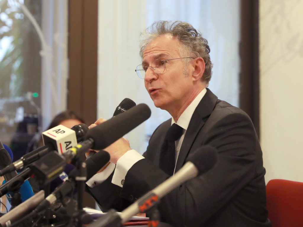 Lawyer of Carlos Ghosn's family, François Zimeray at a press conference in Paris, March. 4, 2019. (AFP)