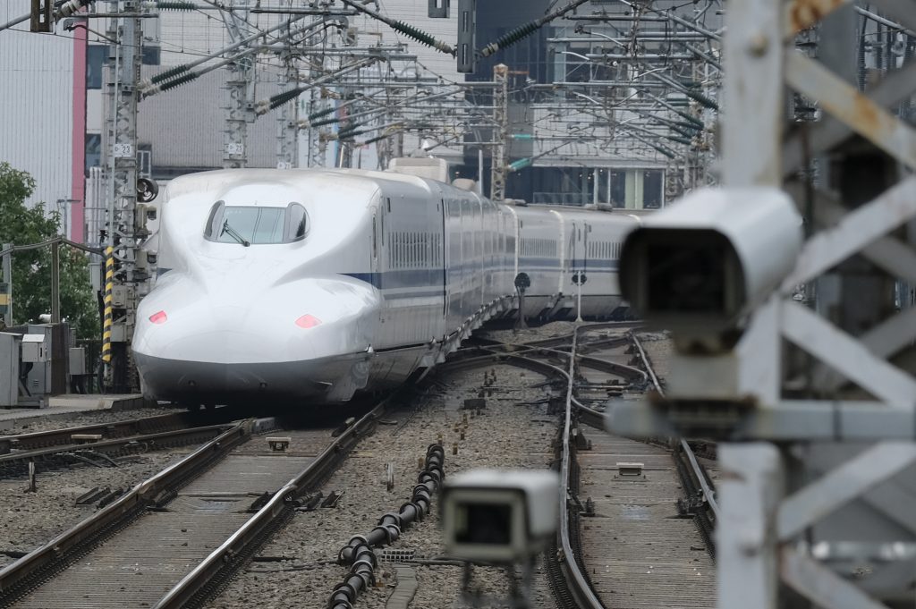 A bullet train leaves JR Tokyo Station on October 11, 2019. (AFP)