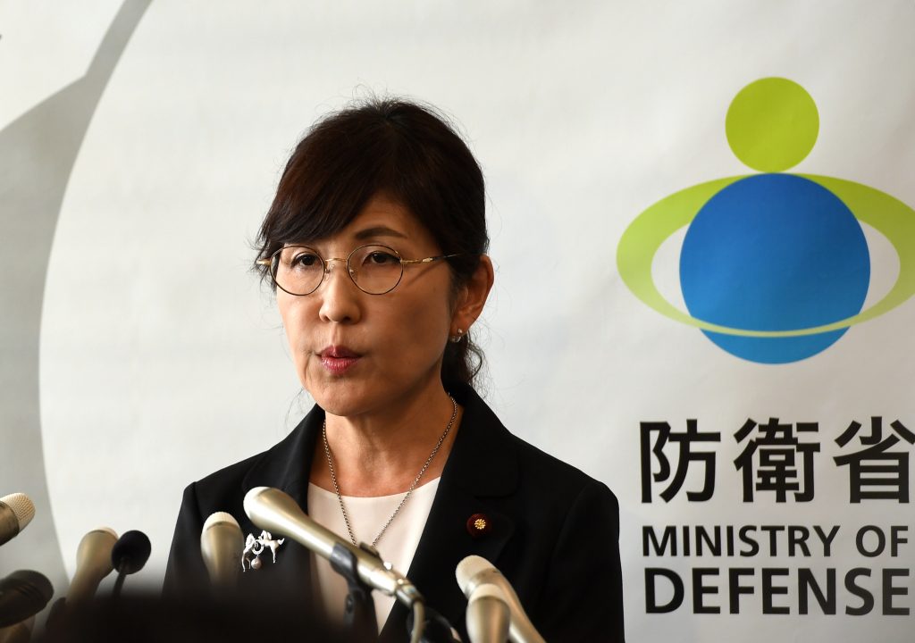 Tomomi Inada, executive acting secretary-general of the Liberal Democratic Partyseaks during a press conference at the Defence Ministry in Tokyo on July. 28, 2017.(AFP)
