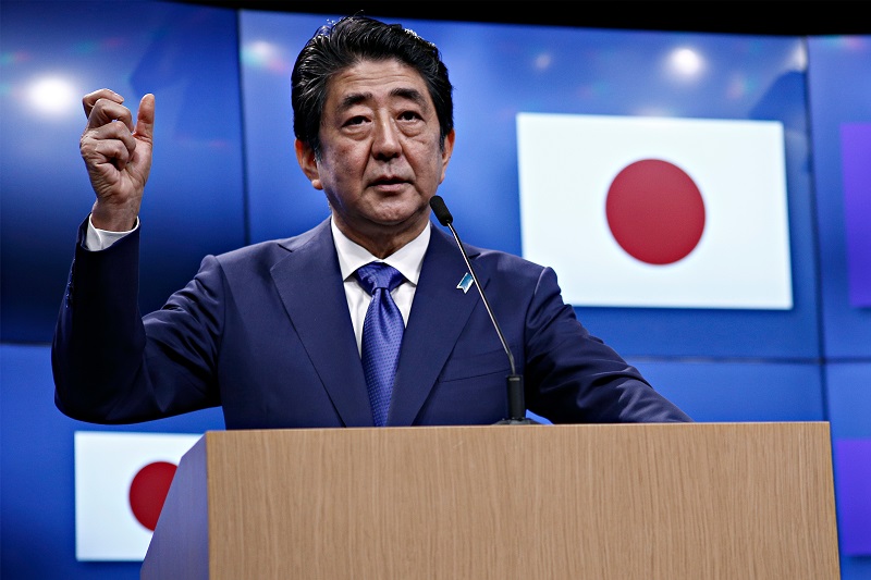 Prime Minister Shinzo Abe said Japan will ban entry of foreigners infected with the new coronavirus. Abe also said the designation of the new virus as a special infectious disease will take effect Saturday. (Shutterstock)