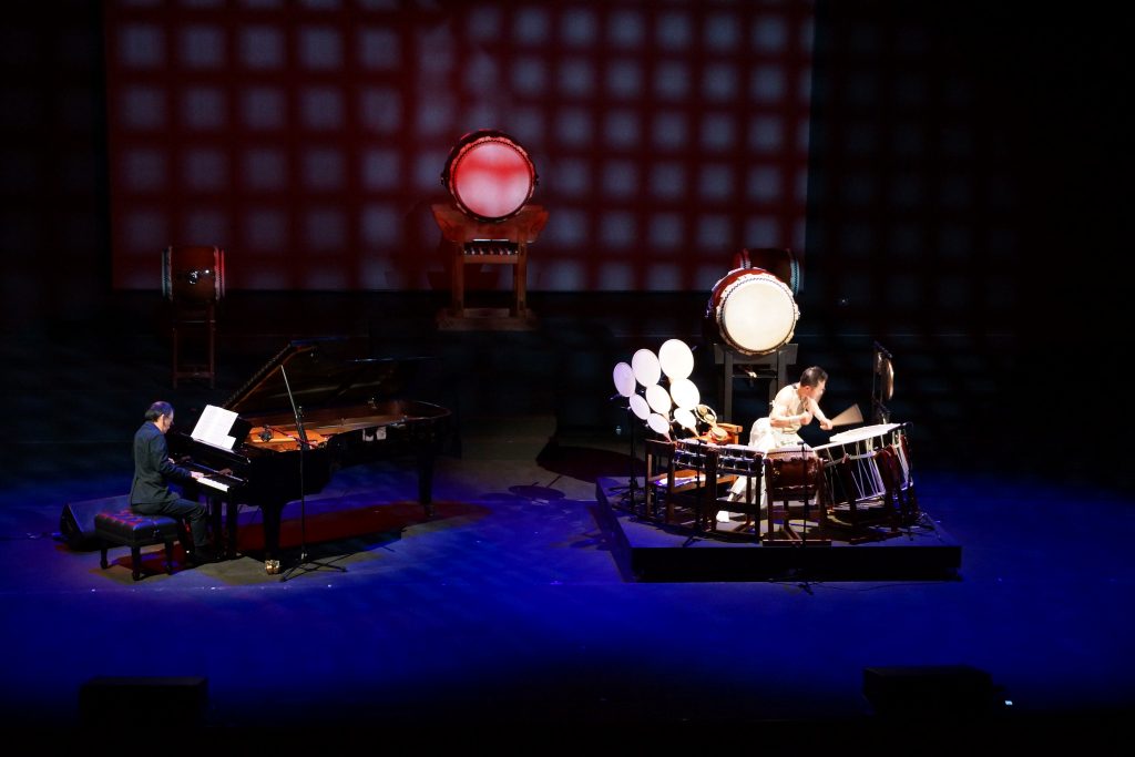 Sharjapan exhibition hosted a performance named “Nature’s Rhythm: Heartbeat from Japan” by Japanese Taiko drum performer, Eitetsu Hayashi.