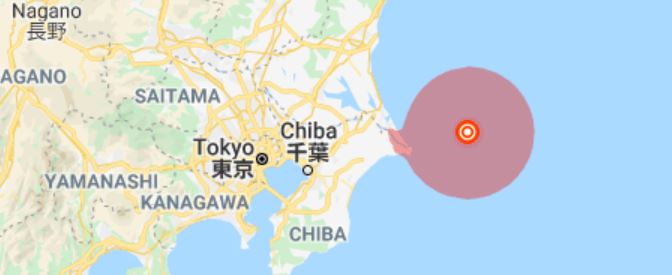 The offshore epicenter of the earthquake as stated by the meteorological agency (Supplied)