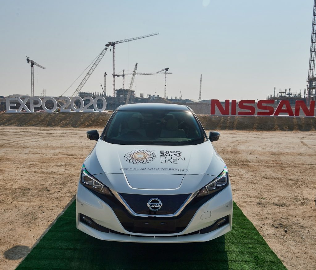 Nissan Leaf electric vehicle as part of the Expo 2020 Dubai fleet. (Supplied)