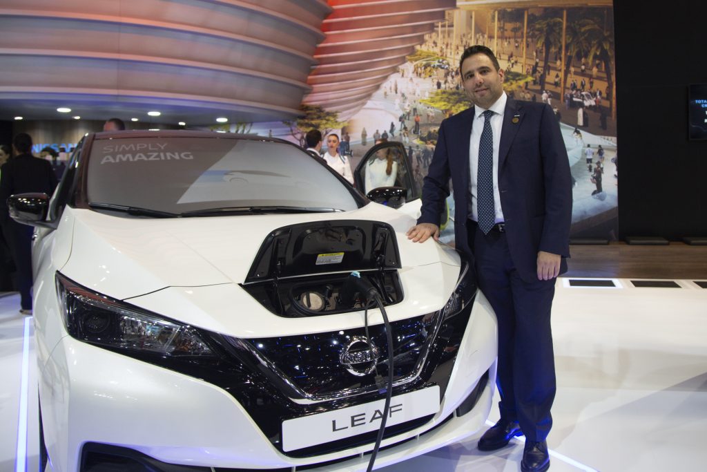 Nissan Leaf electric vehicle with an electric plug-in. (Supplied)