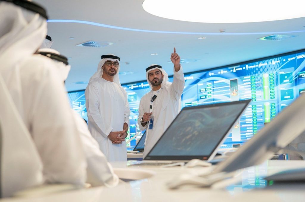 Abu Dhabi's Crown Prince Sheikh Mohamed bin Zayed Al Nahyan inaugurated ADNOC's advanced Panorama Command Centre and Artificial Intelligence (AI) platform on Nov 12, 2017. (WAM)