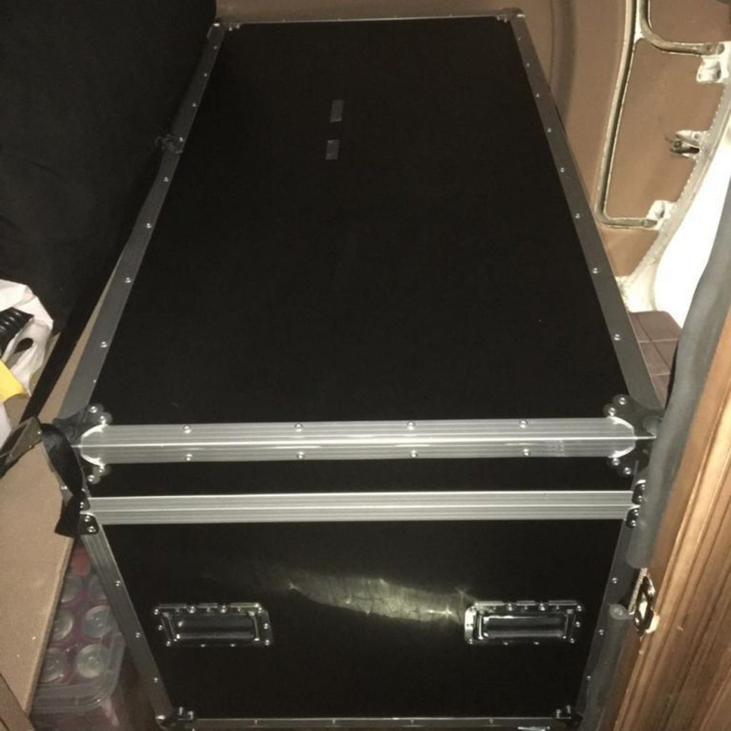 The audio equipment box used for Nissan's ex-CEO's escape plan, according to WSJ. (Mark Maremont/Twitter)