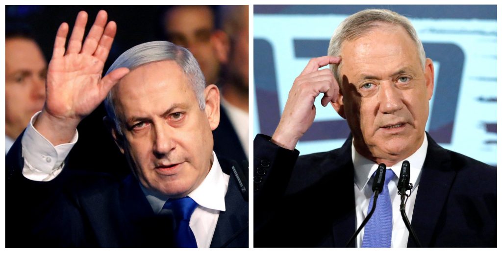 Israeli Prime Minister Benjamin Netanyahu and the leader of the Blue and White party Benny Gantz are in Washington for a meeting with President Donald Trump. (Reuters)  